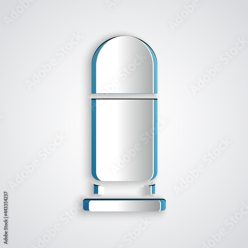 Paper cut Bullet icon isolated on grey background. Paper art style. Vector