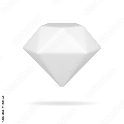 White 3d diamond. Gradient brilliant with geometric facets