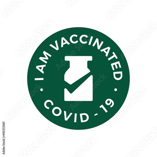 vaccine check i have got vaccinated covid 19 logo vector icon illustration