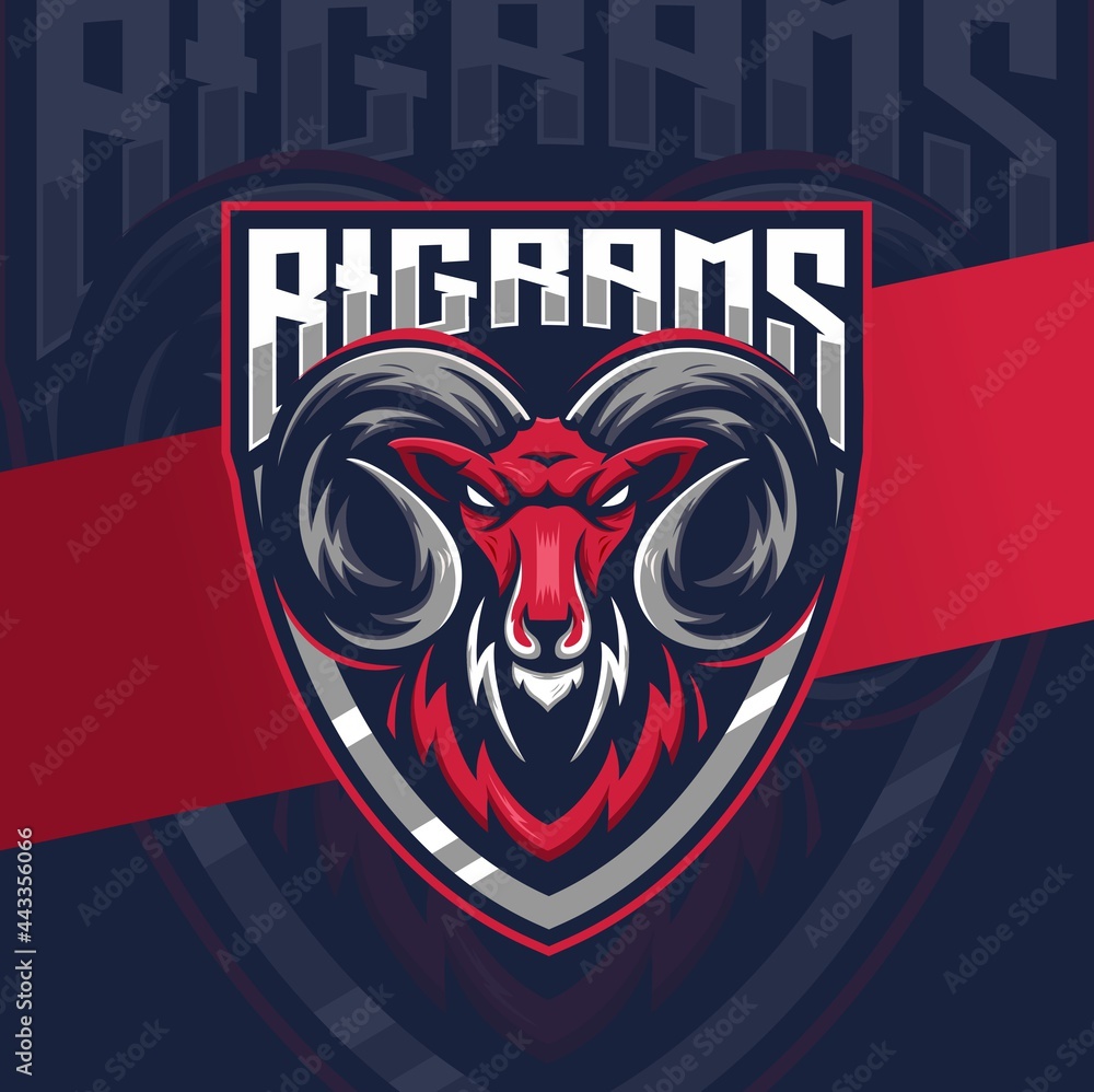 big ram goat head mascot esport logo design for gaming and sport big ram goat head mascot esport logo design for gaming and sport