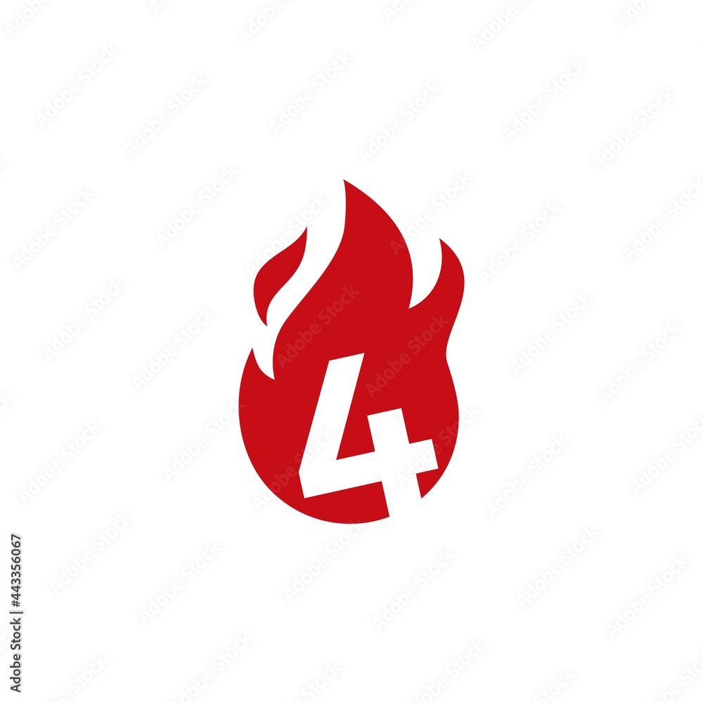 4 four number fire flame logo vector icon illustration 4 four number fire flame logo vector icon illustration