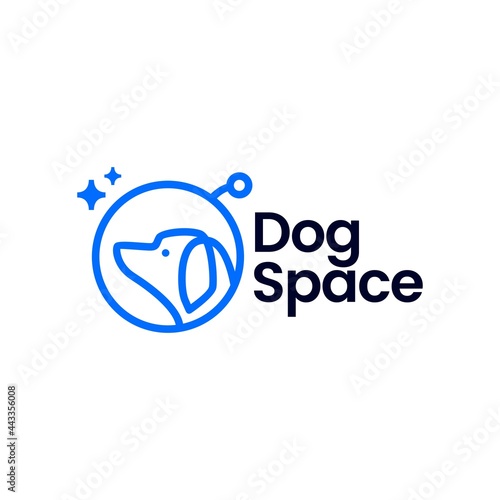 space dog astronaut monoline logo vector icon illustration