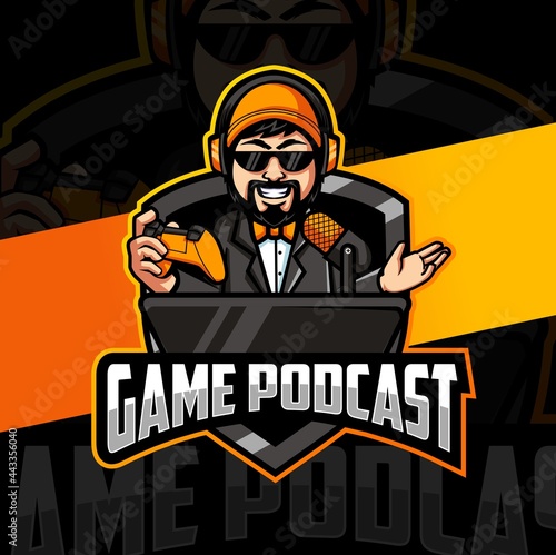 game podcast gamer mascot character for gaming esport logo designs