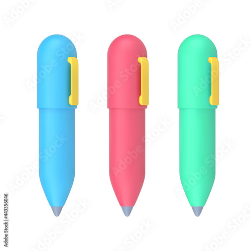 Colored 3d pens. Pink volumetric stationery for writing and drawing