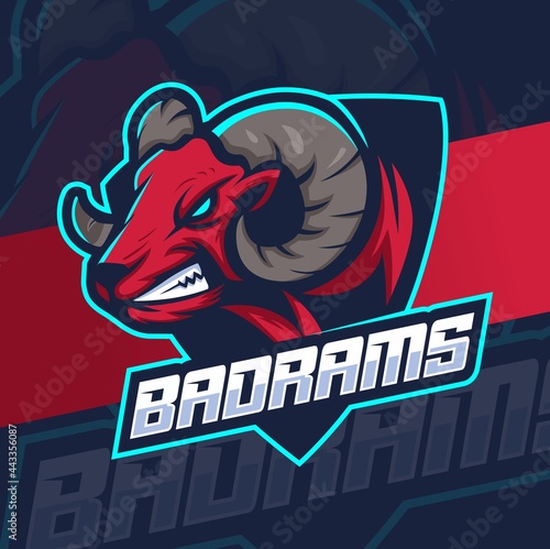 big ram goat head mascot esport logo design for gaming and sport