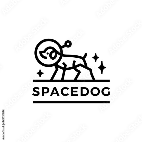 space dog astronaut monoline logo vector icon illustration