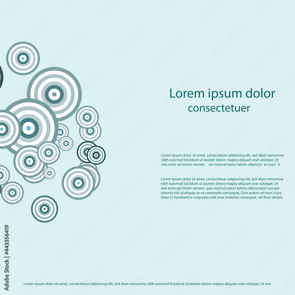 Light turquoise color abstract circle design set on the business promotional template, banner, poster