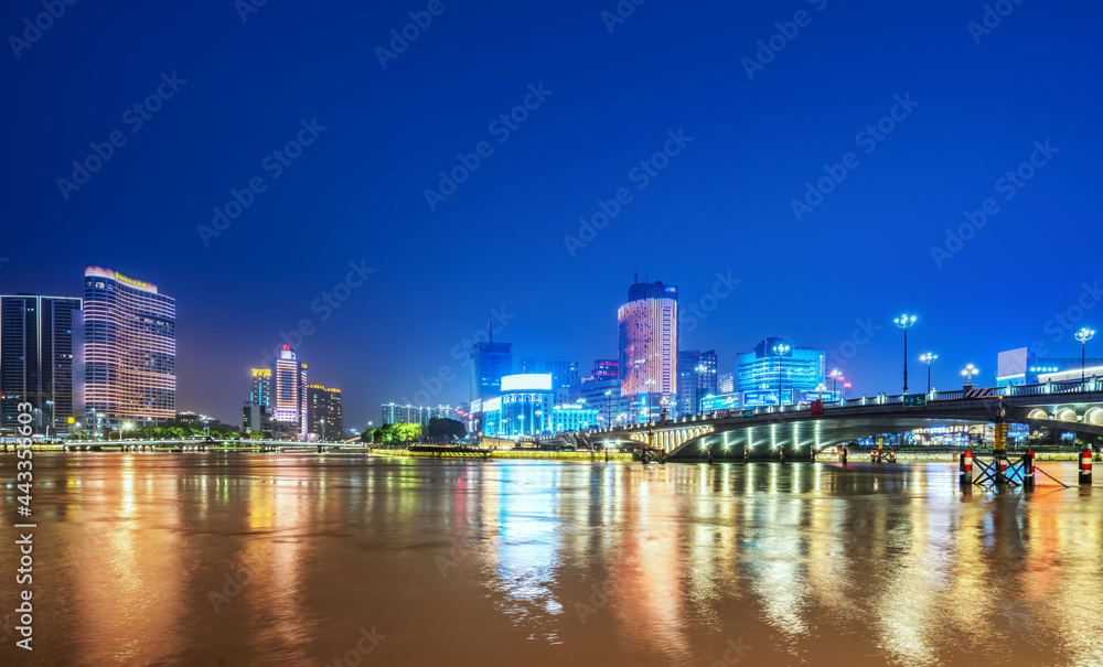 Ningbo city center architectural landscape night view