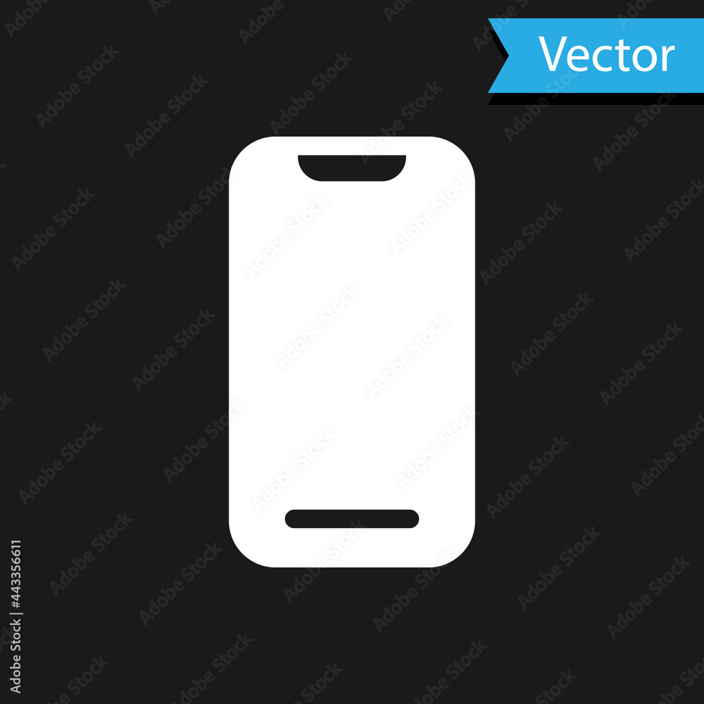 White Smartphone, mobile phone icon isolated on black background. Vector White Smartphone, mobile phone icon isolated on black background. Vector