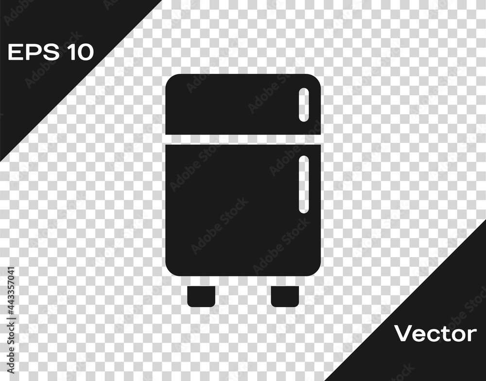 Black Refrigerator icon isolated on transparent background. Fridge freezer refrigerator. Household tech and appliances. Vector Black Refrigerator icon isolated on transparent background. Fridge freezer refrigerator. Household tech and appliances. Vector