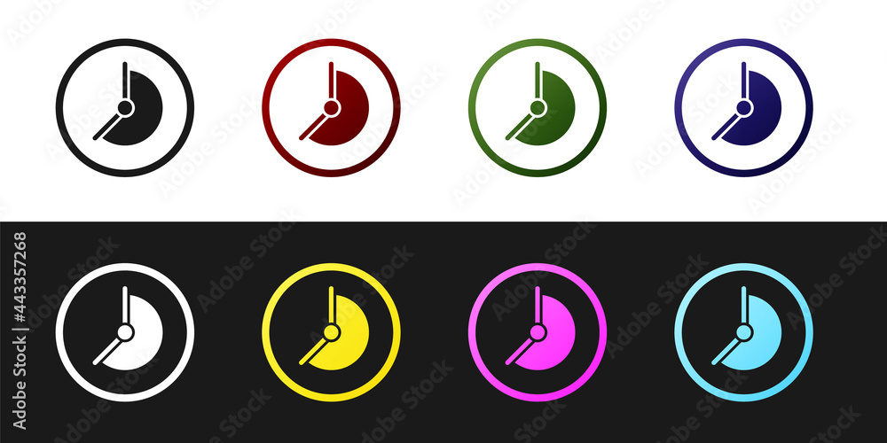 Set Clock icon isolated on black and white background. Time symbol. Vector Set Clock icon isolated on black and white background. Time symbol. Vector