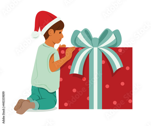 Boy with a Big Box of Present.