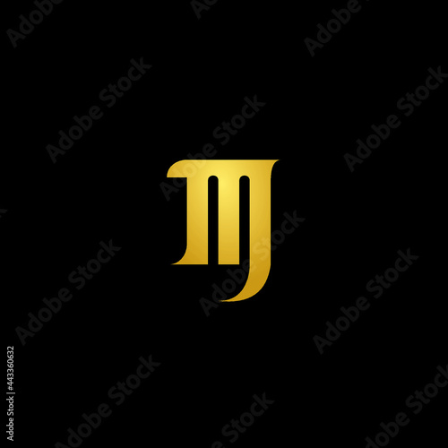 MJ Logo Simple Design with gold color