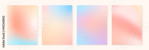 Set of grainy gradients in pastel colors. For covers, wallpapers, branding and other projects. You can use a grainy texture for any of the gradients. Vector, can be used for printing.