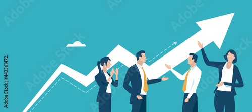 Success. The team celebrates a successful project. Business vector illustration.