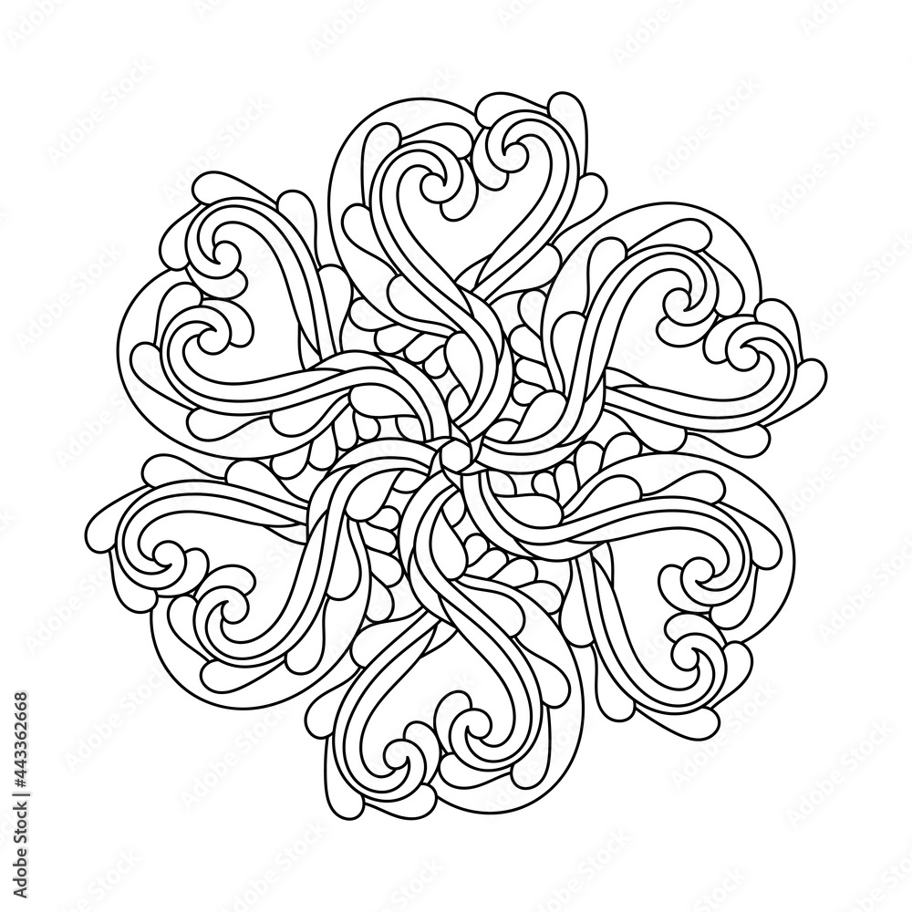 Obraz premium Coloring book for adult and children. Mandala flower with modern floral style, hand drawn pattern.