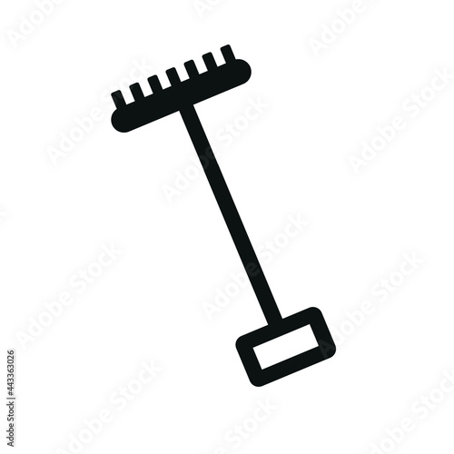 vector icon, beach rake on white background