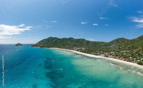 Sairee Beach, Koh Tao Island Ko Tao Island Thailand Drone Aerial Shot with Copy Space © Huw Penson