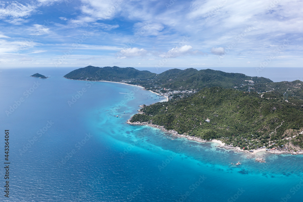 Koh Tao, Thailand, South East Asia Scuba Diving Capital of the World, Drone Aerial UAV Long Exposure