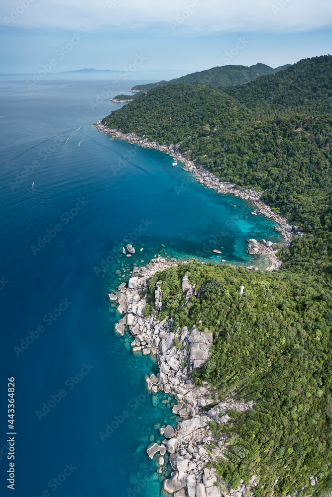 Light House Bay, Koh Tao Island Ko Tao Island Thailand Drone Aerial Shot with Copy Space