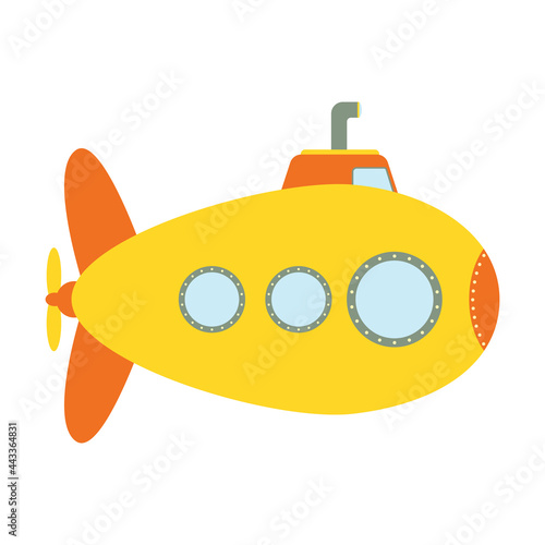 Vector transportation sea submarine toy in yellow cute cartoon png clipart