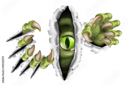 Monster With Talon Claw Tearing A Rip Through Wall