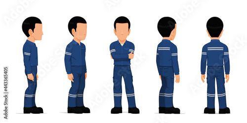 set of industrial worker on white background photo