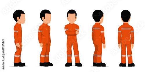 set of industrial worker on white background
