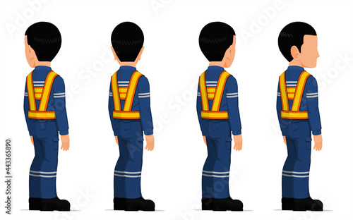 Set of industrial worker on white background