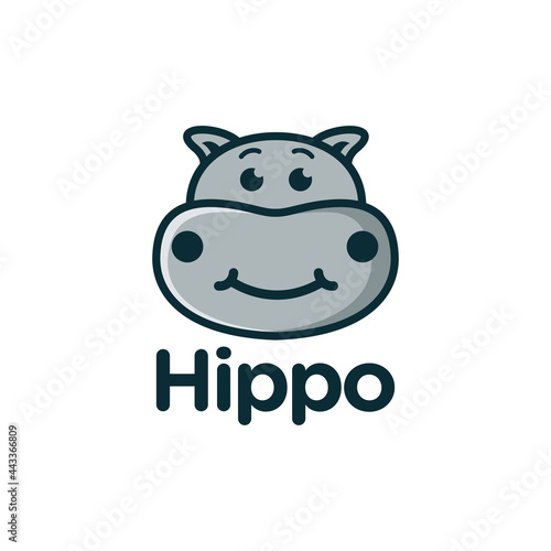 Cute hippo hippopotamus mascot cartoon logo