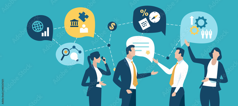 Fototapeta premium Brainstorming. Teamwork concept. Vector illustration.