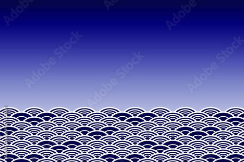 Abstract blue sea wave background. Beautiful vector illustration for decoration, textile or paper print.