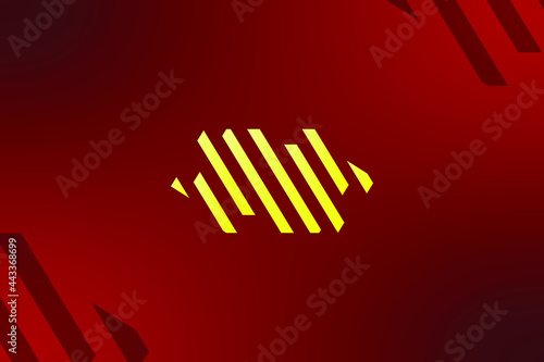 Abstract background modern hipster futuristic yellow graphic. red background with white stripes. Vector illustration.