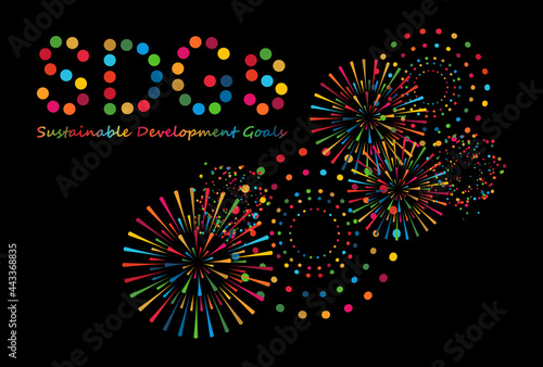 SDGsイメージの花火のシンボルアイコン（黒背景）