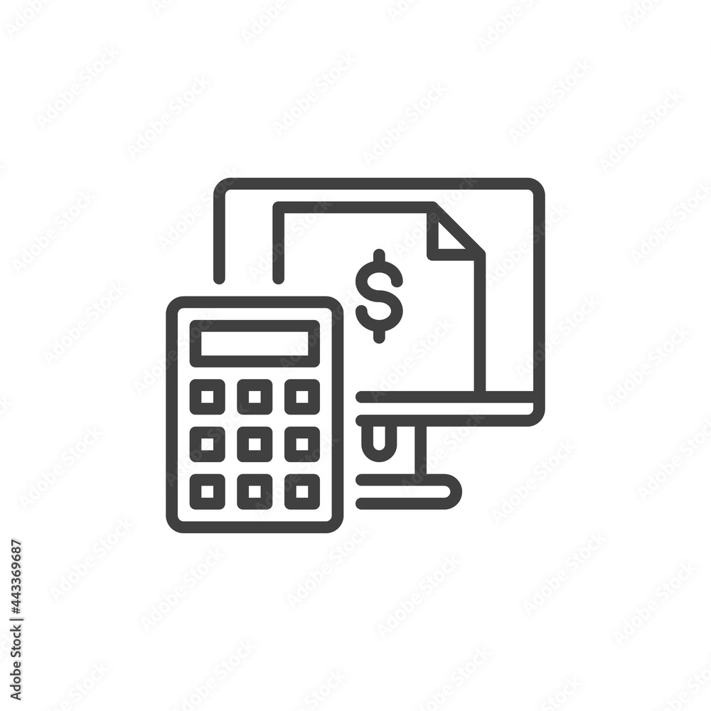 Tax calculation line icon Tax calculation line icon