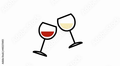 Wine Glasses Icon. Vector simple editable illustration of white and red wine glasses.