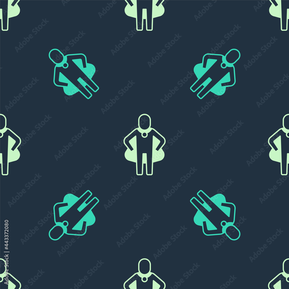 Green and beige Head hunting icon isolated seamless pattern on blue background. Business target or Employment sign. Human resource and recruitment for business. Vector Green and beige Head hunting icon isolated seamless pattern on blue background. Business target or Employment sign. Human resource and recruitment for business. Vector