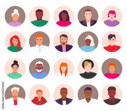 Profile icons, avatar for website. Group of people. Editable vector illustration