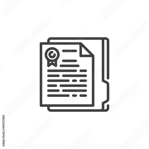 Certificate document line icon