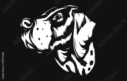 Hunting dog silhouette for retro logos, emblems, badges, labels template vintage design element.
