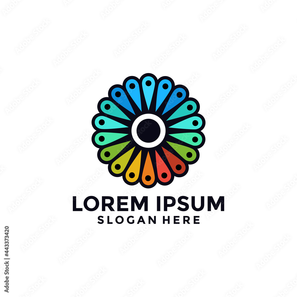 Fototapeta premium Abstract peacock flower logo
