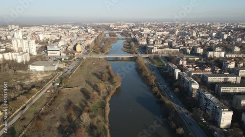 Wallpaper Mural Amazing Aerial view of Maritsa river and panorama to City of Plovdiv, Bulgaria  Torontodigital.ca