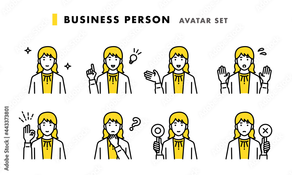 上半身アバターセット　女性ビジネスパーソン
