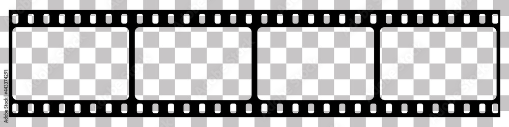 Film strip isolated vector icon. Retro picture with film strip icon. Film strip roll. Video tape photo film strip frame vector on transparent Film strip isolated vector icon. Retro picture with film strip icon. Film strip roll. Video tape photo film strip frame vector on transparent