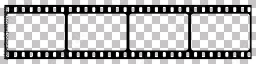 Film strip isolated vector icon. Retro picture with film strip icon. Film strip roll. Video tape photo film strip frame vector on transparent