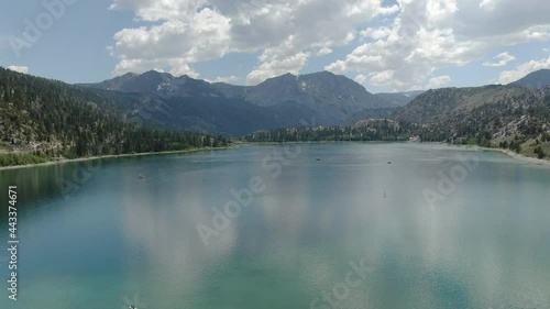 Mammoth Lakes June Lake Aerial Shot Sierra Nevada Mountains Fly Over Californiaa