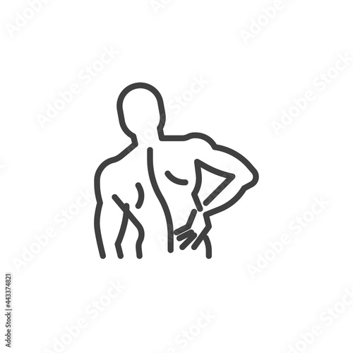 Lower back pain line icon