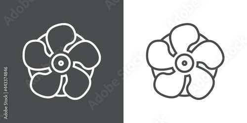 Símbolo aire acondicionado. Icono ventilador en circulo con lineas en fondo gris y fondo blanco