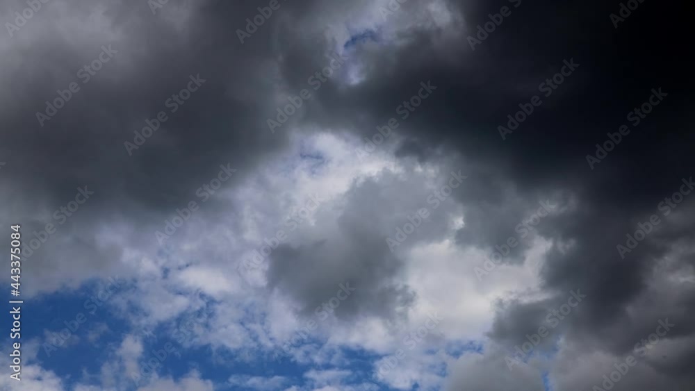 Time-lapse video in stormy summer weather with overcast sky. Gray clouds pass quickly, indication of bad weather. Time-lapse video in stormy summer weather with overcast sky. Gray clouds pass quickly, indication of bad weather.
