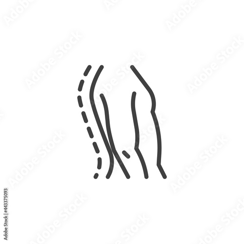 Man incorrect posture line icon.